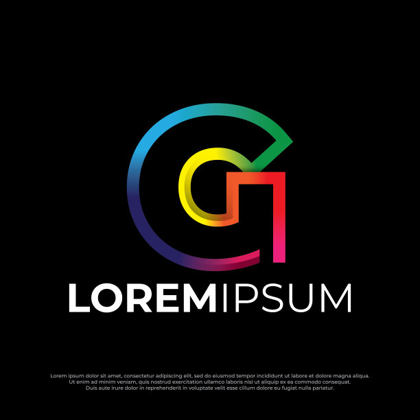 首字母G colorful现代数字字母字体，彩虹颜色设计时尚未来字体图片下载