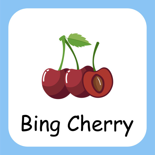 Bing樱桃水果字母与文本平面设计矢量插图图片下载