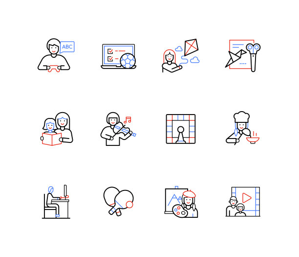 爱好和娱乐线设计风格图标图片下载