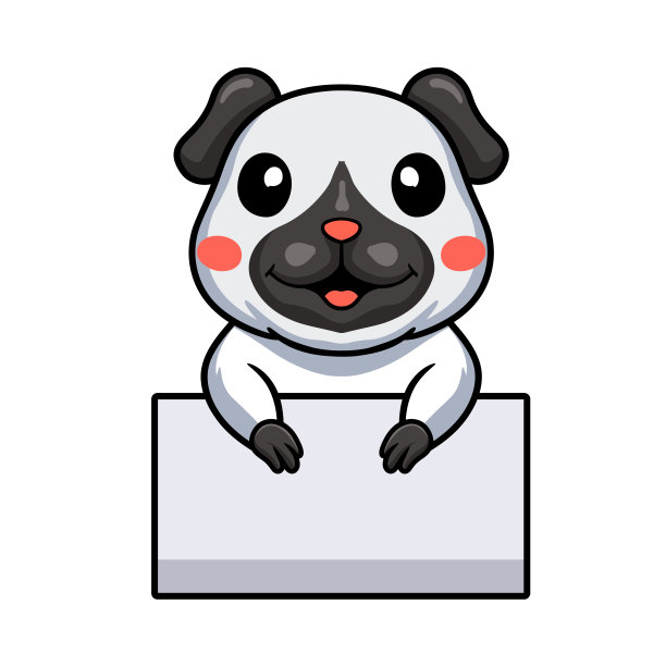 可爱的小连体几内亚卡通空白标志图片下载