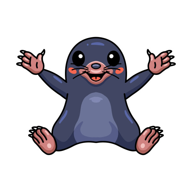 可爱的小鼹鼠卡通举手图片下载