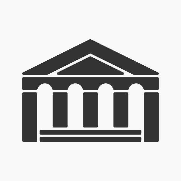 旧的经典银行建筑形状图标矢量平面插图图片下载