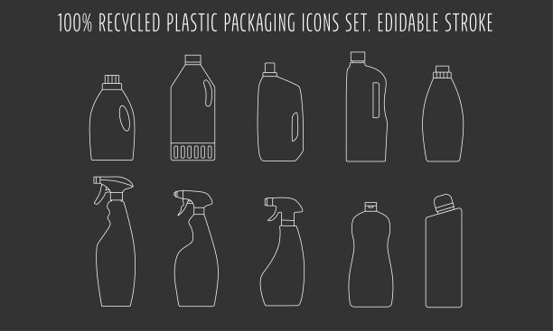 回收清洗瓶和垃圾回收图标垃圾分类的概念。图片下载