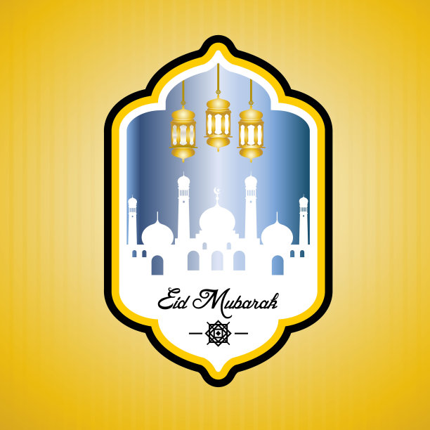 Eid Mubarak，卡片和插图矢量图片下载