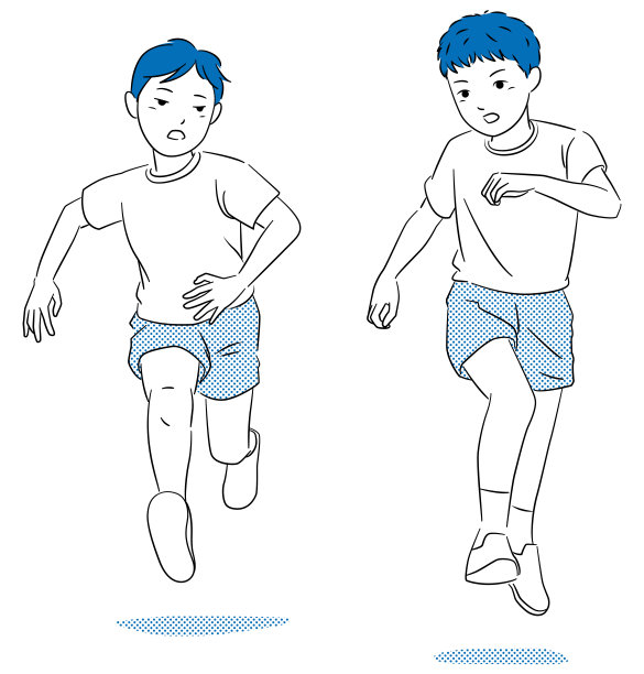 简单的线画插图两个奔跑的男孩图片下载
