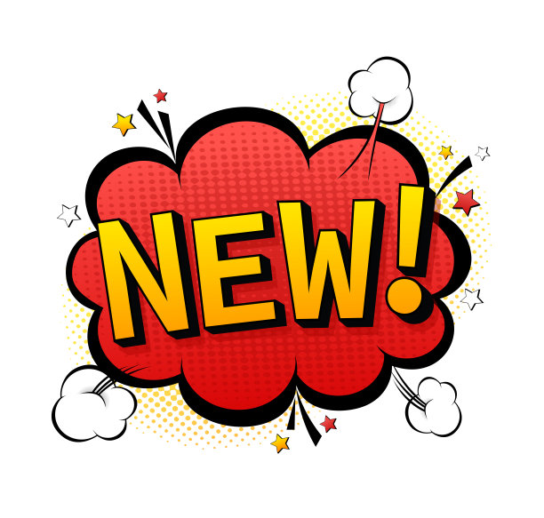 波普艺术风格的插画与新的标志。波普艺术风格。标志、标签图片下载