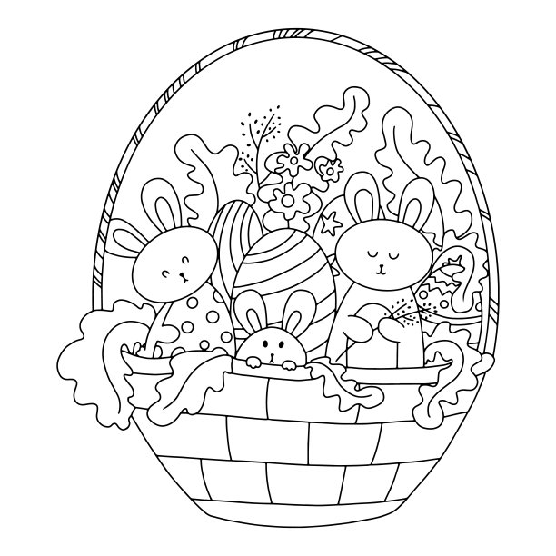 用兔子涂鸦复活节明信片图片下载