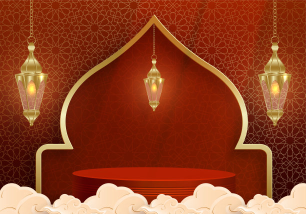 伊斯兰3d讲台圆形舞台的颜色背景图片下载