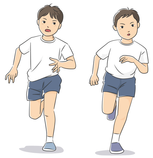 两个奔跑的男孩的简单插图图片下载