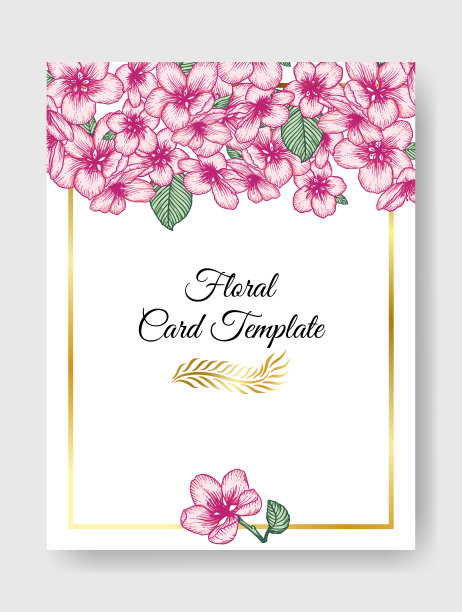 花卉婚礼邀请优雅的卡片模板图片下载