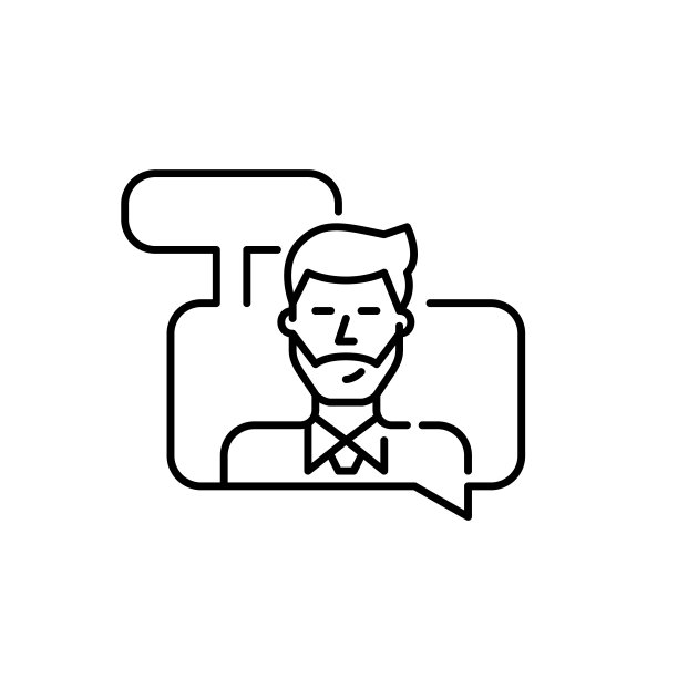 一个穿衬衫打领带的年轻人正在交谈。像素完美，可编辑的笔画线艺术图标图片下载