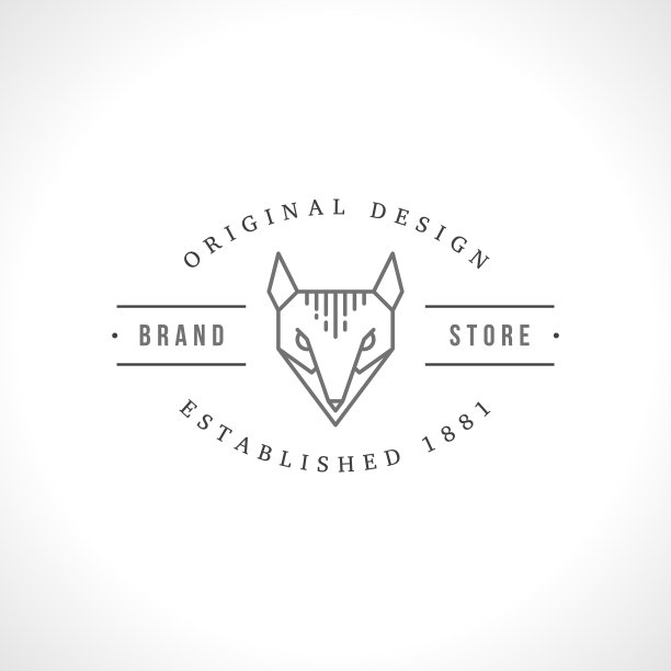 复古的狐狸脸线艺术符号型符号图片下载