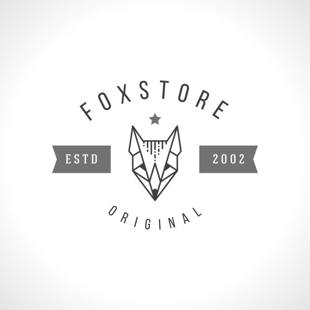 复古的狐狸脸线艺术符号型符号图片下载