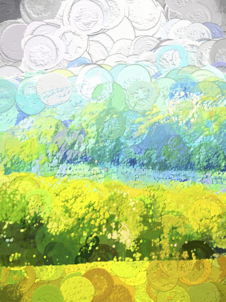 夏季景观山和地平线数字插图图片下载