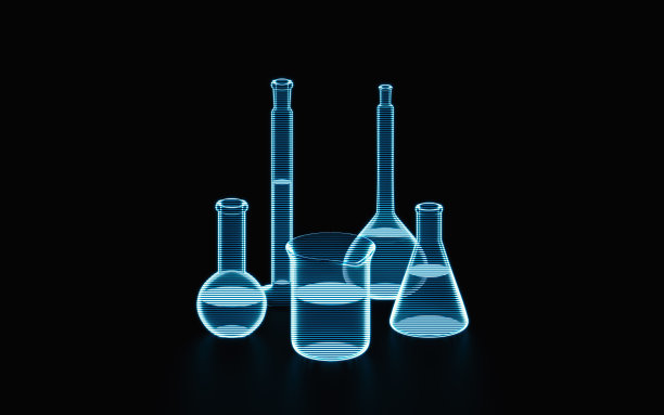 实验室仪器全息图像，未来元素，三维渲染。图片下载