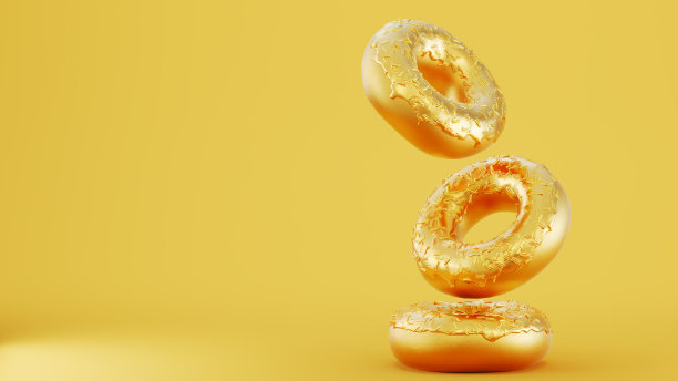 金色的甜甜圈，金色的底色，图片下载