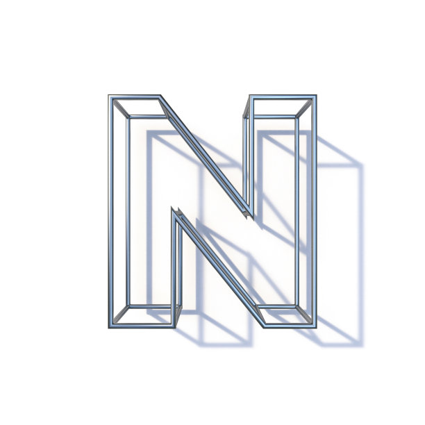 钢丝框字体字母N 3D图片下载