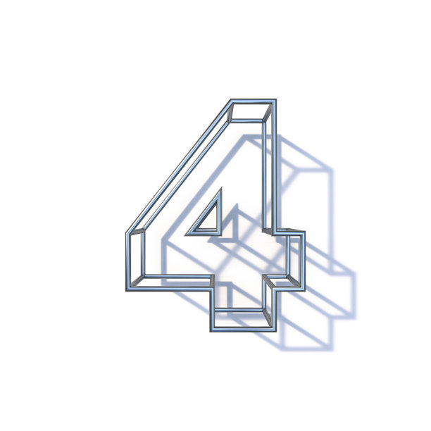 钢丝框字体Number 4 FOUR 3D图片下载
