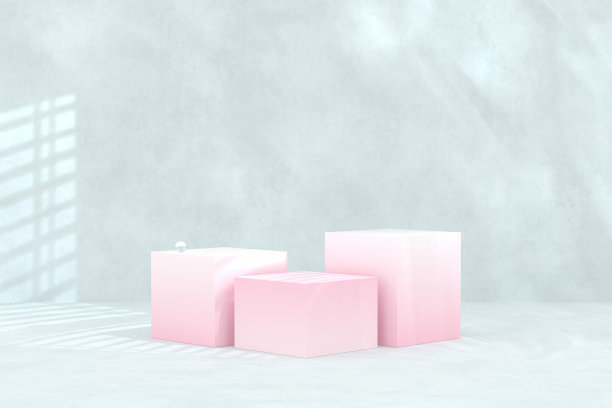 自然美丽的舞台背景与混凝土墙化妆品产品展示。图片下载