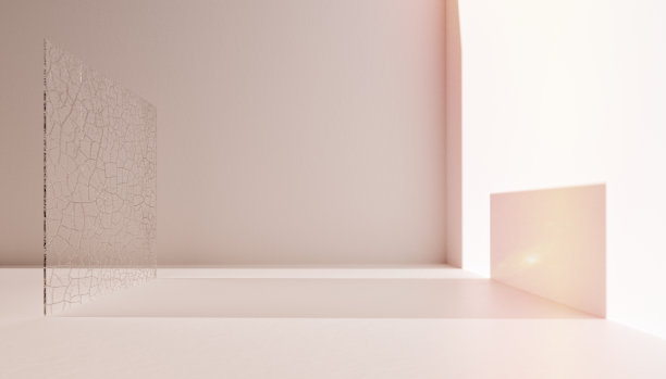 带有破碎玻璃的超现实建筑空间图片下载