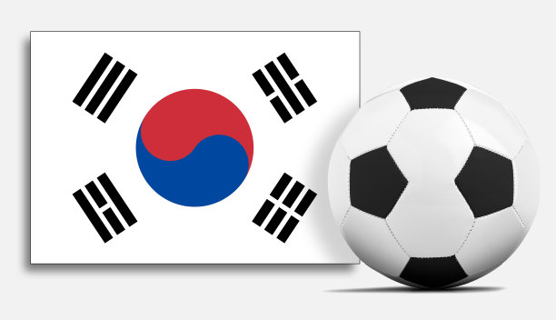 带有韩国国旗的空白足球。图片下载