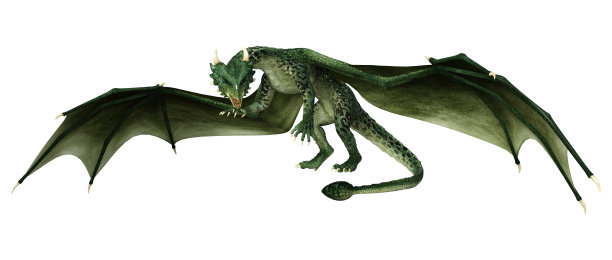 3D渲染童话龙在白色图片下载