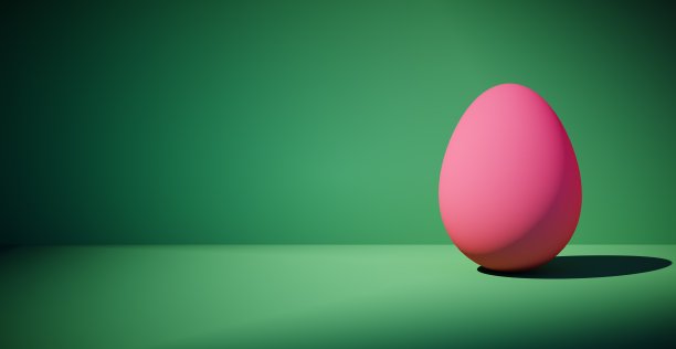 明亮的空白背景与鸡蛋。三维渲染图片下载
