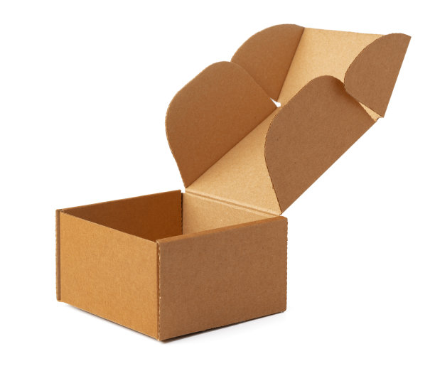 打开棕色纸箱孤立在白色上图片下载