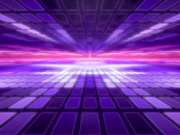 技术背景与模糊，霓虹灯和透视效果- 3d插图图片下载