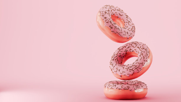 粉色背景上的甜甜圈，图片下载