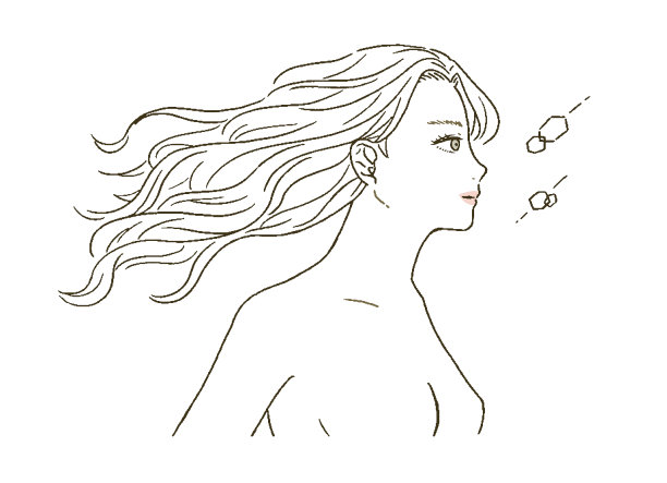 美丽的插图与长头发的女人在侧面图片下载