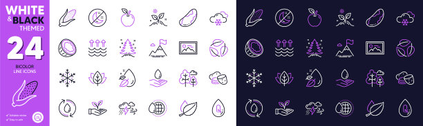 树坏天气和水护理线图标图片下载