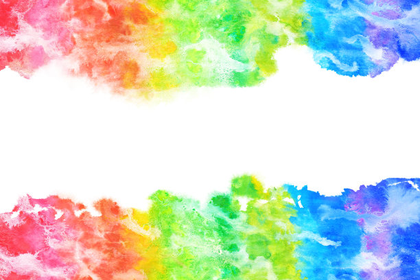 摘要彩虹色波，自然水彩纹理背景，彩色矢量插图图片下载