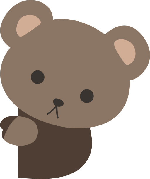 可爱的卡通熊躲在墙后面图片下载