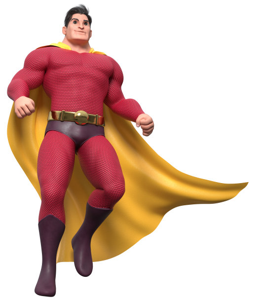 超级英雄在白色星球上飞行和微笑图片下载