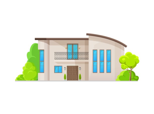 现代的两层住宅外观在附近图片下载