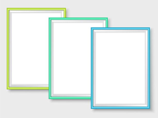 框架集。逼真的矢量相框为您的设计准备。矢量模板表示您的照片艺术，海报，绘画或其他工艺。图片下载