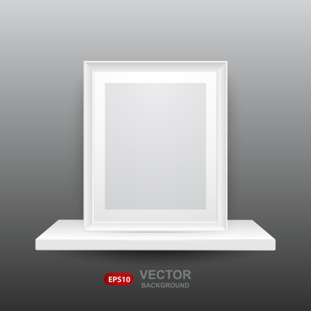 空的白色相框架上。优雅的塑料或木制框架与柔和的阴影。矢量模型在黑暗的背景图片下载