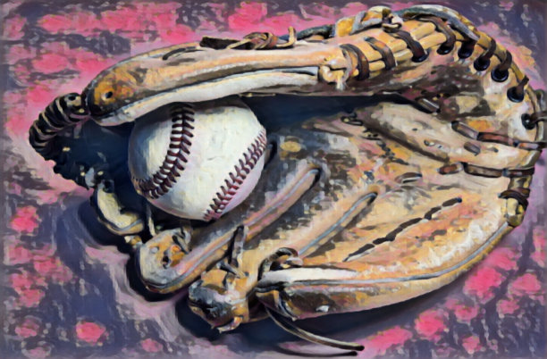 棒球手套和球，绘画图片下载