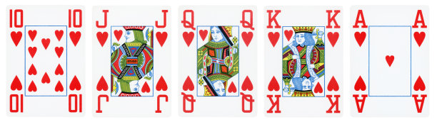 皇家同花顺心-隔离在白色图片下载