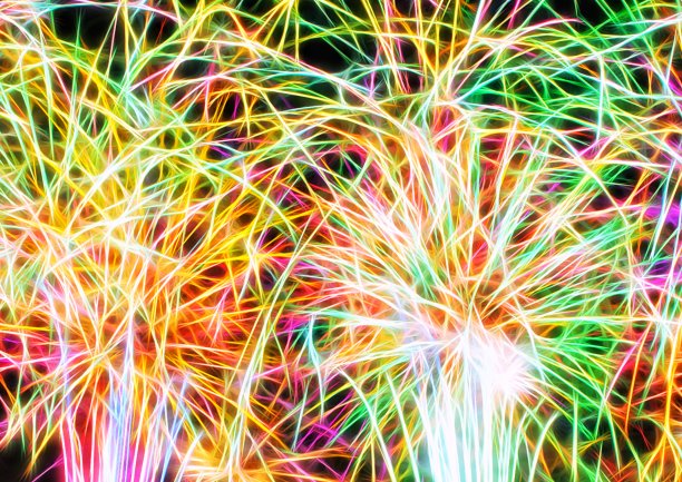 彩色烟花的3D插图图片下载