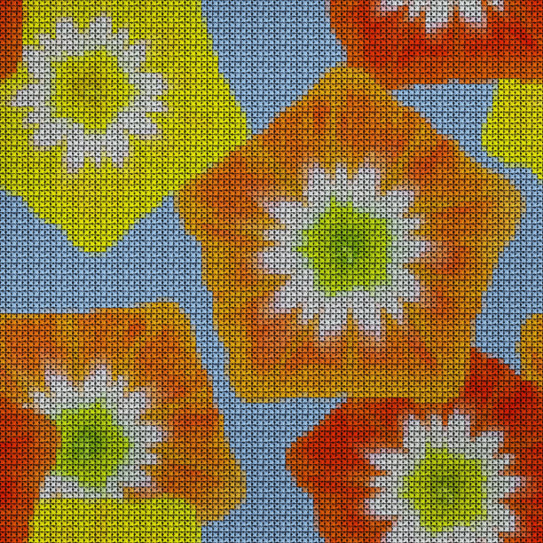 插图。十字绣。旋花类的花。纹理的鲜花。无缝模式连续复制。植物的背景,拼贴图片下载