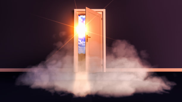 一扇雾蒙蒙的神秘之门(3d渲染)图片下载