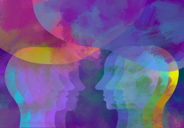 水彩插图心灵感应。沟通。同理心图片下载