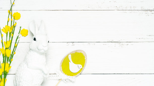 复活节静物与白兔图片下载