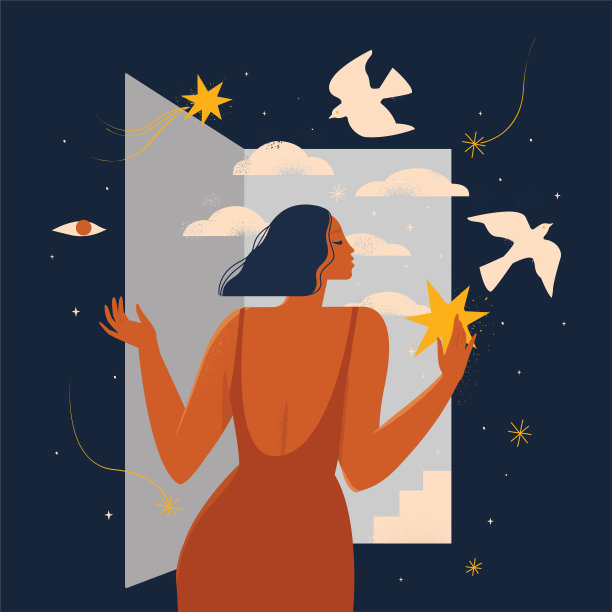 人站在光明的道路上，面对黑暗。女人在走向恐惧、黑暗、恐怖和陌生的挑战之路之前。图片下载