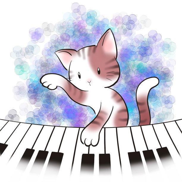 猫和钢琴图片下载