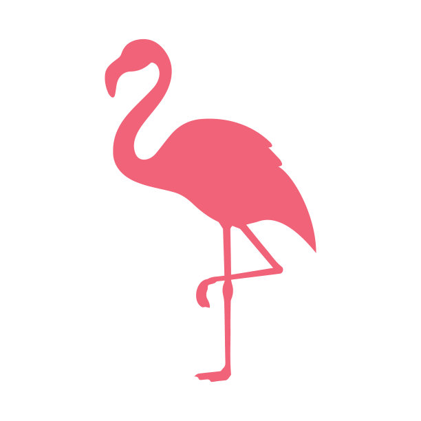 矢量孤立火烈鸟剪影图标图片下载