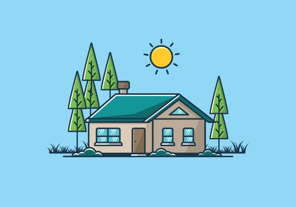 彩色简单的梦想房子平面插图图片下载