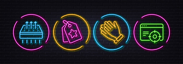 透气床垫，忠诚标签和鼓掌的手最小的线条图标。对于web应用，打印矢量图片下载